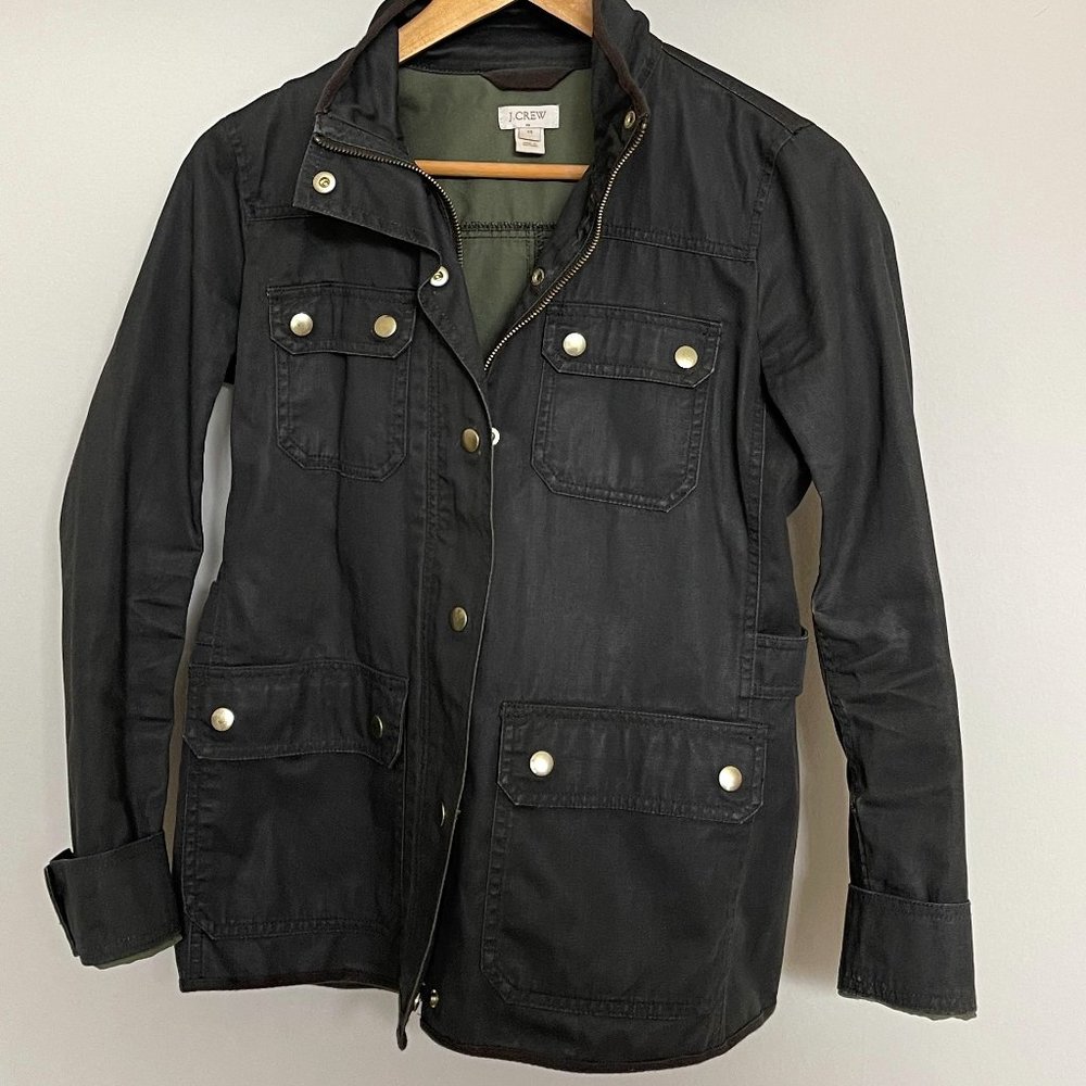 JCrew Mercantile Green Resin Coated Twill Field Jacket sz XS [100% Cotton]